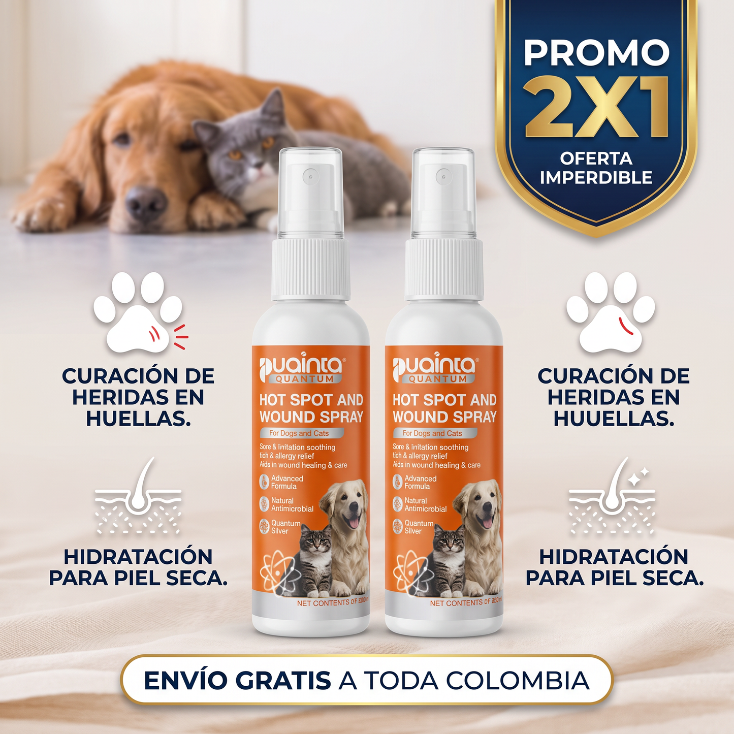 PatitasCare® Spray para Heridas y Piel Irritada – Perros y Gatos🐱🐶